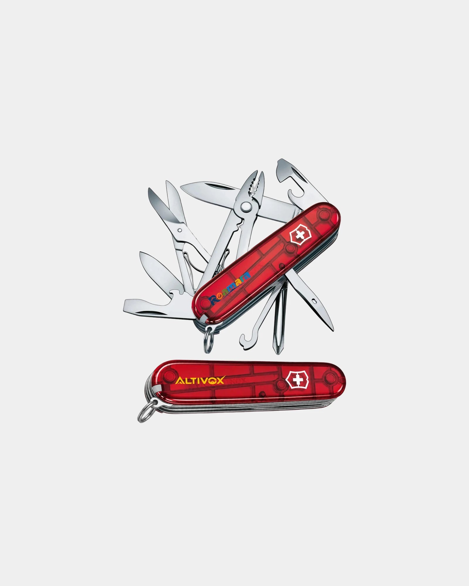 Custom stainless steel Swiss Army Deluxe Tinker knife - Ruby